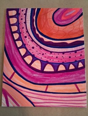 "The Everlasting Jelly Donut": Handmade 8"x10" Abstract Zentangle Canvas Art
